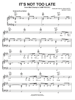 page one of It's Not Too Late (from Camp Rock 2) (Piano, Vocal & Guitar Chords (Right-Hand Melody))