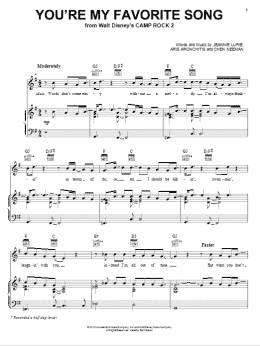 page one of You're My Favorite Song (from Camp Rock 2) (Piano, Vocal & Guitar Chords (Right-Hand Melody))