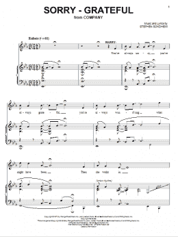 page one of Sorry - Grateful (Piano & Vocal)