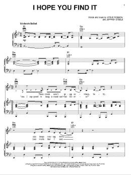 page one of I Hope You Find It (Piano, Vocal & Guitar Chords (Right-Hand Melody))