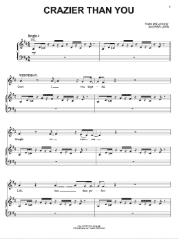 page one of Crazier Than You (Piano & Vocal)