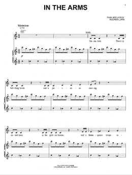 page one of In The Arms (Piano & Vocal)