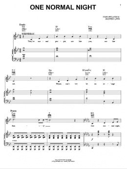 page one of One Normal Night (Piano & Vocal)