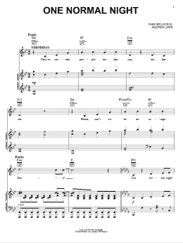 page one of One Normal Night (Piano, Vocal & Guitar Chords (Right-Hand Melody))