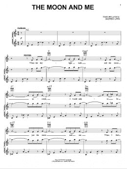 page one of The Moon And Me (Piano, Vocal & Guitar Chords (Right-Hand Melody))