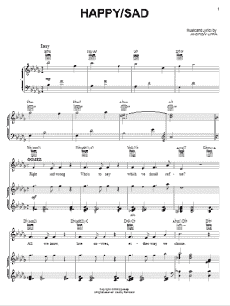 page one of Happy / Sad (Piano, Vocal & Guitar Chords (Right-Hand Melody))