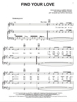 page one of Find Your Love (Piano, Vocal & Guitar Chords (Right-Hand Melody))