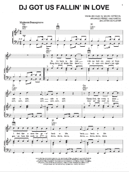 page one of DJ Got Us Fallin' In Love (Piano, Vocal & Guitar Chords (Right-Hand Melody))