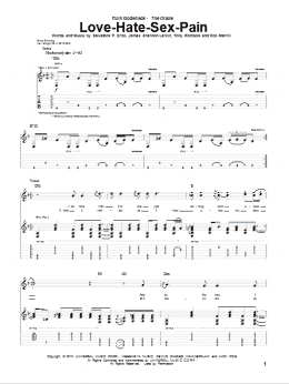 page one of Love-Hate-Sex-Pain (Guitar Tab)