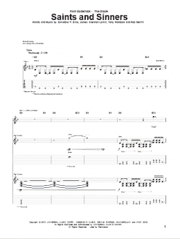 page one of Saints And Sinners (Guitar Tab)