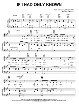 page one of If I Had Only Known (Piano, Vocal & Guitar Chords (Right-Hand Melody))