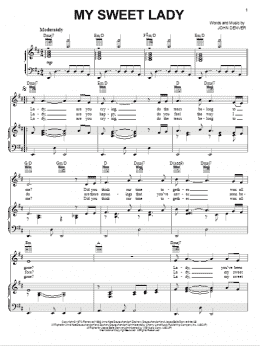 page one of My Sweet Lady (Piano, Vocal & Guitar Chords (Right-Hand Melody))