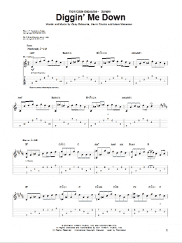 page one of Diggin' Me Down (Guitar Tab)