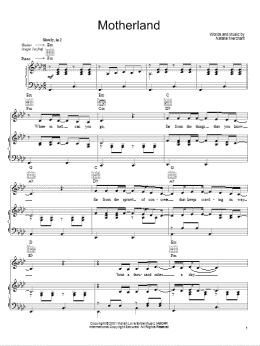 page one of Motherland (Piano, Vocal & Guitar Chords (Right-Hand Melody))