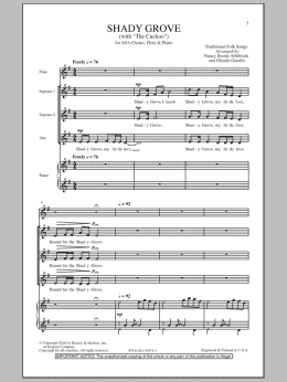 page one of Shady Grove (with The Cuckoo) (SSA Choir)