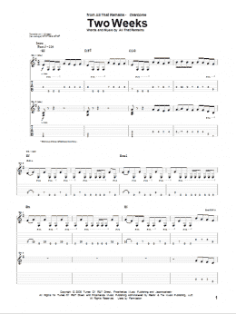 page one of Two Weeks (Guitar Tab)