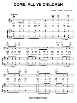 page one of Come, All Ye Children (Piano, Vocal & Guitar Chords (Right-Hand Melody))