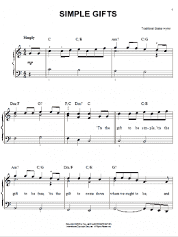 page one of Simple Gifts (Easy Piano)