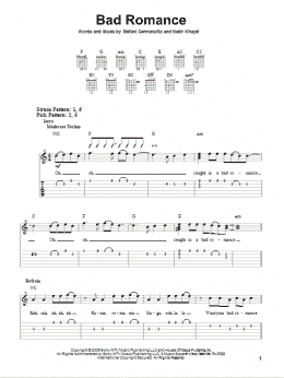 page one of Bad Romance (Easy Guitar Tab)