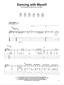 page one of Dancing With Myself (Easy Guitar Tab)