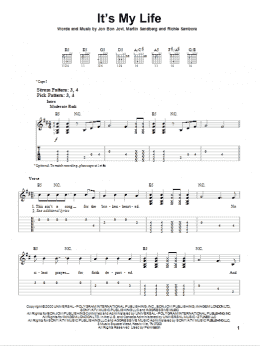 page one of It's My Life (Easy Guitar Tab)
