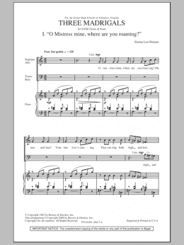 page one of Three Madrigals (SATB Choir)