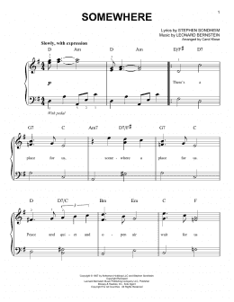 page one of Somewhere (from West Side Story) (Easy Piano)