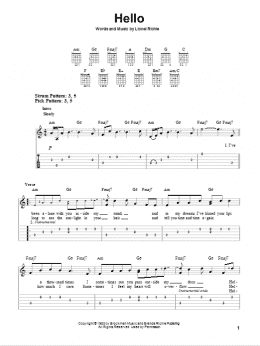 page one of Hello (Easy Guitar Tab)