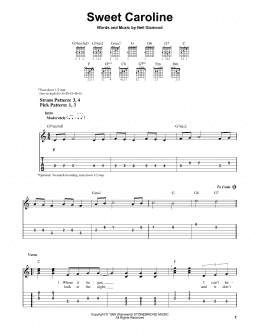 page one of Sweet Caroline (Easy Guitar Tab)