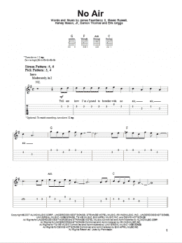 page one of No Air (Easy Guitar Tab)