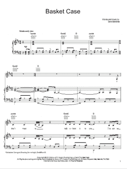 page one of Basket Case (Piano, Vocal & Guitar Chords (Right-Hand Melody))