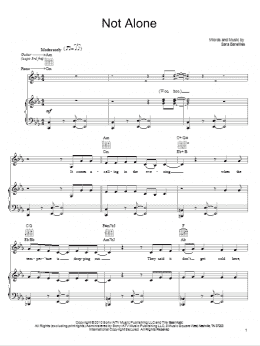 page one of Not Alone (Piano, Vocal & Guitar Chords (Right-Hand Melody))