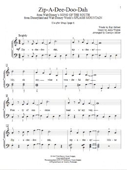 page one of Zip-A-Dee-Doo-Dah (from Song Of The South) (arr. Carolyn Miller) (Educational Piano)