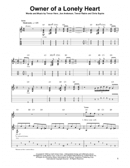 page one of Owner Of A Lonely Heart (Guitar Tab (Single Guitar))