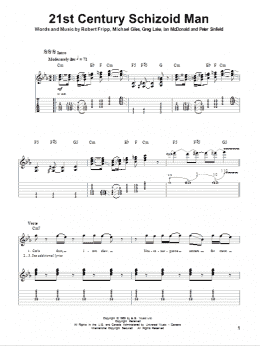 page one of 21st Century Schizoid Man (Guitar Tab (Single Guitar))