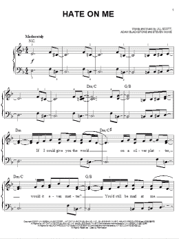 page one of Hate On Me (Easy Piano)