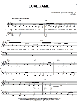 page one of Lovegame (Easy Piano)