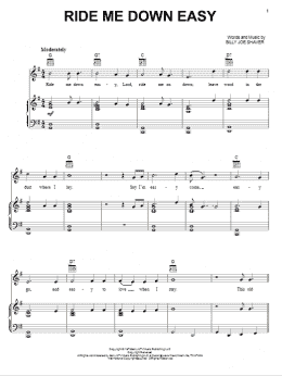 page one of Ride Me Down Easy (Piano, Vocal & Guitar Chords (Right-Hand Melody))