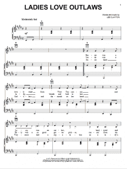 page one of Ladies Love Outlaws (Piano, Vocal & Guitar Chords (Right-Hand Melody))