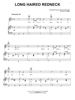 page one of Long Haired Redneck (Piano, Vocal & Guitar Chords (Right-Hand Melody))