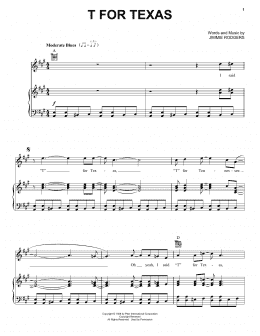 page one of T For Texas (Piano, Vocal & Guitar Chords (Right-Hand Melody))