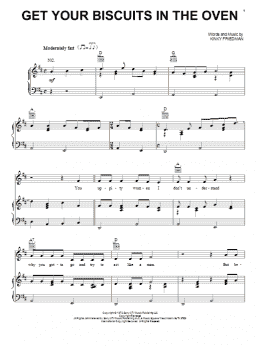 page one of Get Your Biscuits In The Oven (Piano, Vocal & Guitar Chords (Right-Hand Melody))