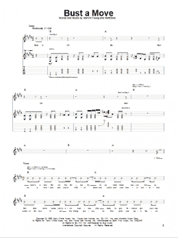 page one of Bust A Move (Guitar Tab)
