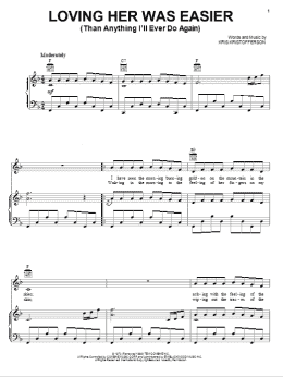page one of Loving Her Was Easier (Than Anything I'll Ever Do Again) (Piano, Vocal & Guitar Chords (Right-Hand Melody))