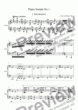 page one of Sonata No.1 for piano solo, mvt. 1