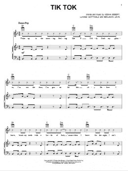 page one of Tik Tok (Piano, Vocal & Guitar Chords (Right-Hand Melody))