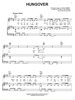 page one of Hungover (Piano, Vocal & Guitar Chords (Right-Hand Melody))