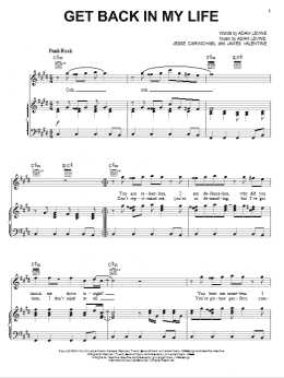 page one of Get Back In My Life (Piano, Vocal & Guitar Chords (Right-Hand Melody))