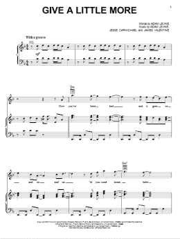 page one of Give A Little More (Piano, Vocal & Guitar Chords (Right-Hand Melody))