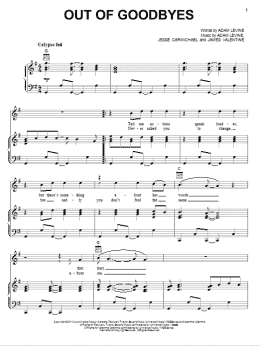 page one of Out Of Goodbyes (Piano, Vocal & Guitar Chords (Right-Hand Melody))